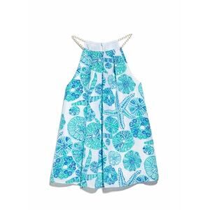 Lilly Pulitzer for Target Sea Urchin Blue Sand Dollar Pleated Halter Top Size S